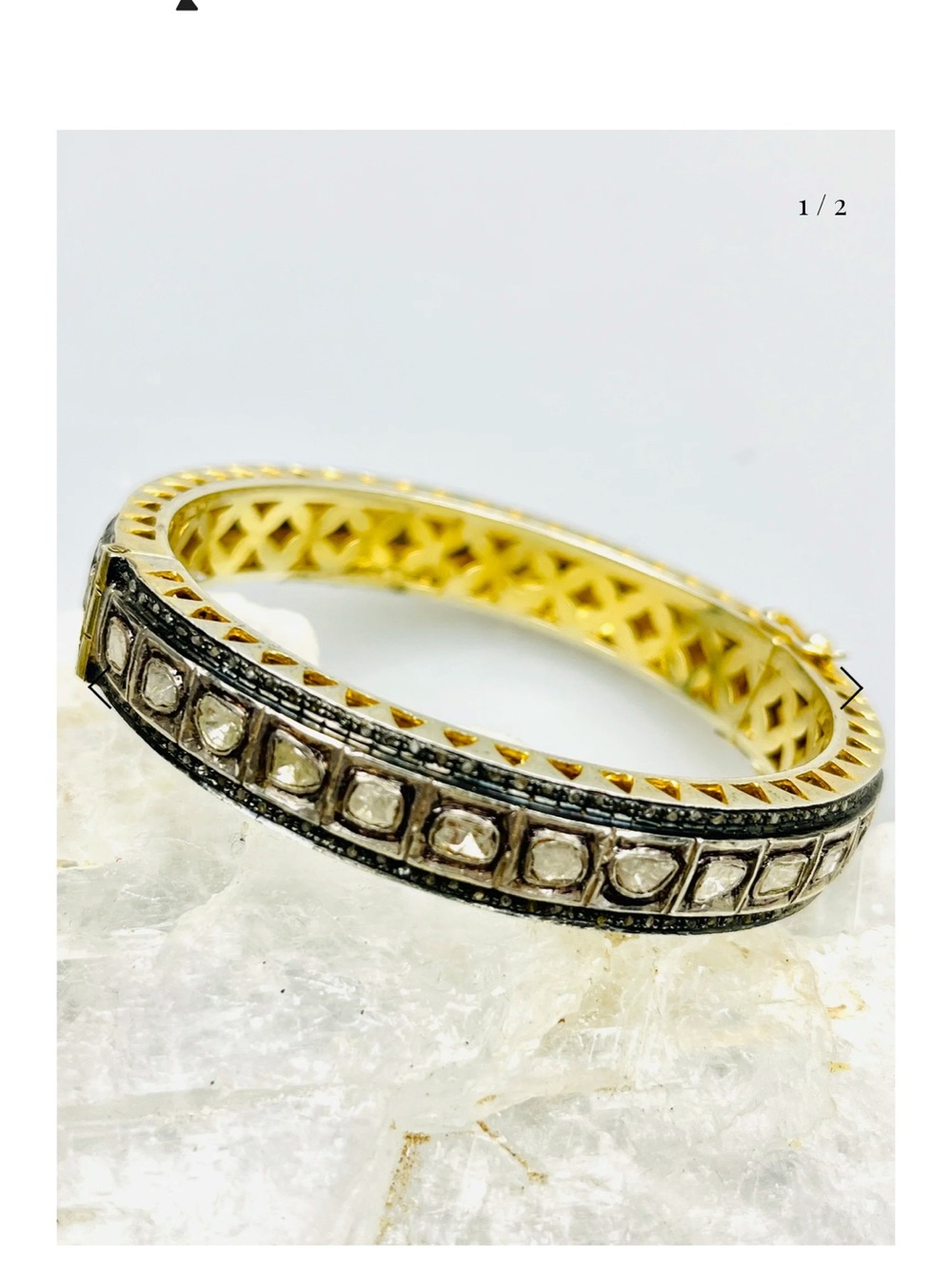 Authentic Safia Day Fine Jewelry Sliced Polki Diamond Bangle
